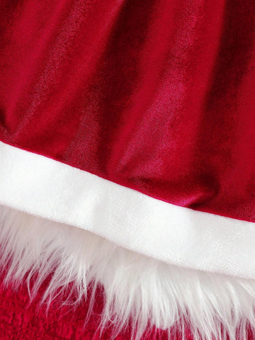 Young Girl Velvet Christmas Party Dress