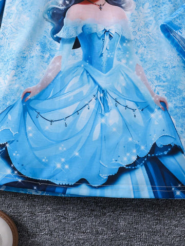 Young Girl Vintage Blue Dress, With Peter Pan Collar Design And White Lace Trim, Enhancing Sweetness And Retro Vibe, In Classic Denim Blue Tone, Suitable For Casual, Outdoor, Spring/Summer