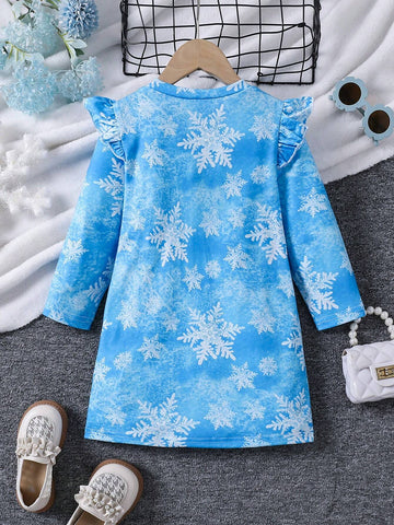 Young Girl Vintage Blue Dress, With Peter Pan Collar Design And White Lace Trim, Enhancing Sweetness And Retro Vibe, In Classic Denim Blue Tone, Suitable For Casual, Outdoor, Spring/Summer