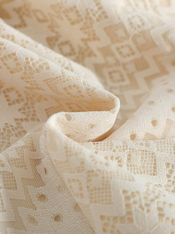 Young Girl Vintage Floral Lace Trim Collar Long Sleeve Dress, Sweet And Cute Style Suitable For Girls Ages 4-7 To Wear In Spring And Autumn Seasons