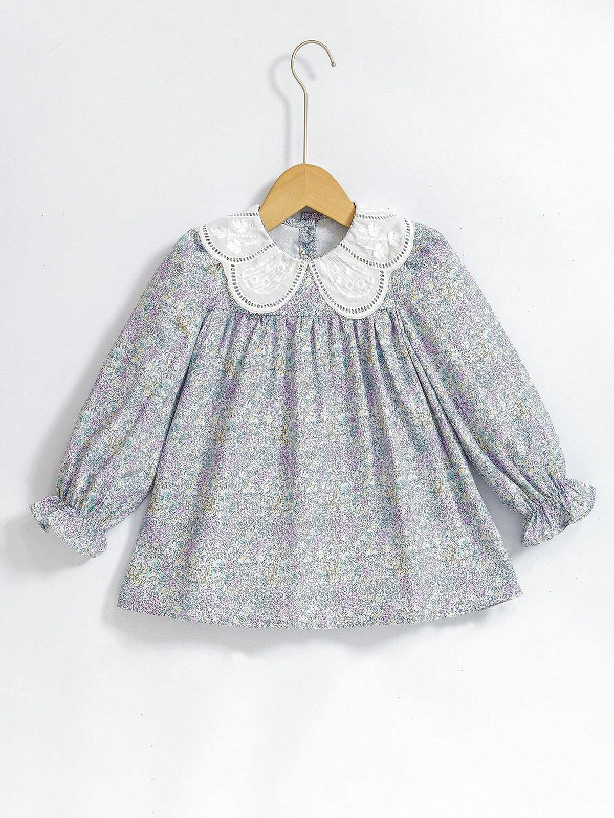 Young Girl' Vintage French Ditsy Floral Casual Blouse, Autumn/Winter