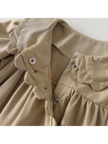 Young Girl Vintage Style Sweet Peter Pan Collar Handmade Lace Trim Dress, Autumn/Winter