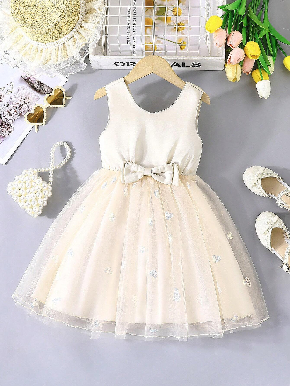 Young Girl Wedding Diary Summer Gorgeous Butterfly Mesh Sleeveless Floral Party Dress
