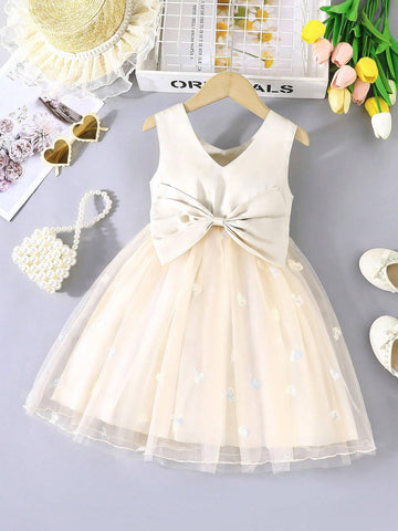 Young Girl Wedding Diary Summer Gorgeous Butterfly Mesh Sleeveless Floral Party Dress
