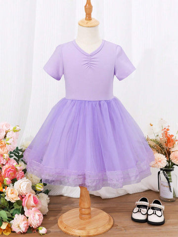 Young Girl Wedding Memo Flower Girl, Little Girl And Gorgeous Top + Multi-Layer Irregular Tulle Skirt 2-Piece Set Suitable For Summer