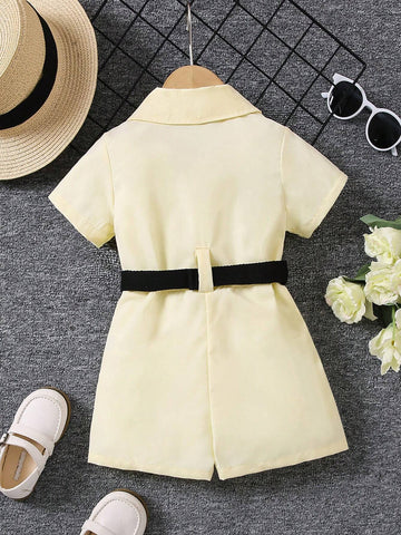 Young Girl Wedding Records Flower Girl Lapel Jumpsuit