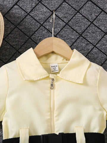 Young Girl Wedding Records Flower Girl Lapel Jumpsuit