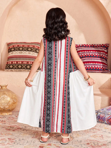 Young Girl Woven Ditsy Floral Collared Fitted Casual Dress