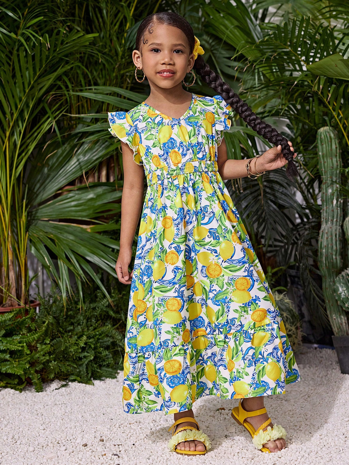 Young Girl Woven Ditsy Floral Ruched Camisole Mini Dress