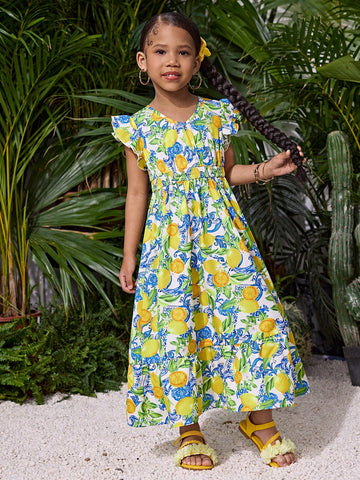 Young Girl Woven Ditsy Floral Ruched Camisole Mini Dress