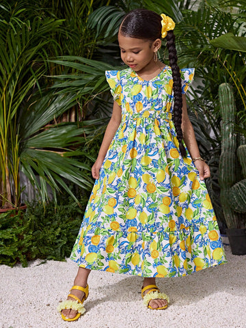 Young Girl Woven Ditsy Floral Ruched Camisole Mini Dress