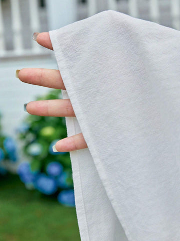 Young Girl Woven Floral Embroidery V-Neck Ruffle Hem Loose Casual Dress