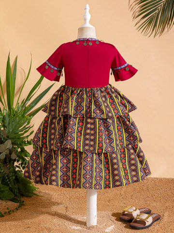 Young Girl Woven Round Neck Tassel Bodycon Dress