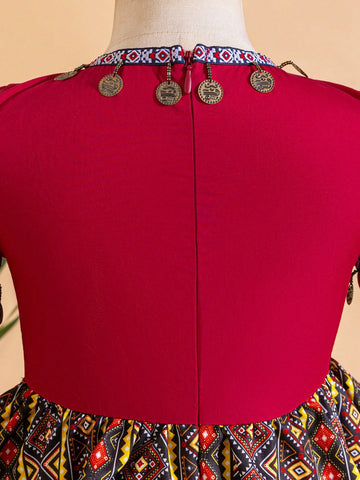 Young Girl Woven Round Neck Tassel Bodycon Dress