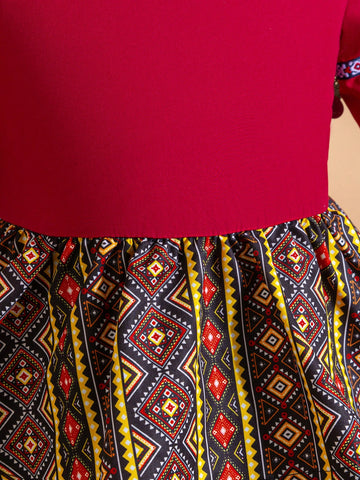 Young Girl Woven Round Neck Tassel Bodycon Dress