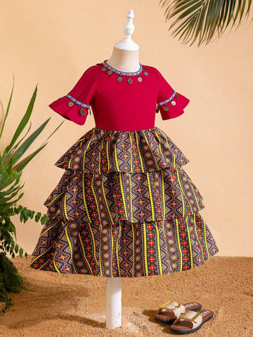 Young Girl Woven Round Neck Tassel Bodycon Dress