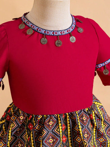 Young Girl Woven Round Neck Tassel Bodycon Dress