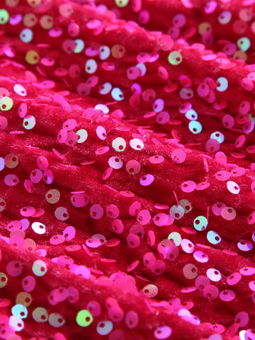 Young Girl Woven Sequin Round Neck Fitted Casual Dress