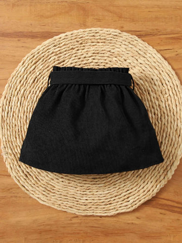 Young Girl Woven Solid Color Bodycon Casual Skirt