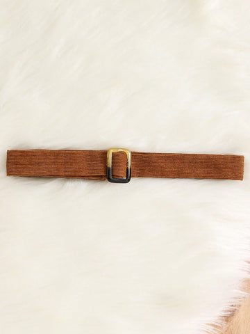 Young Girl Woven Solid Color Fitted Single Breasted Short Casual Skirt