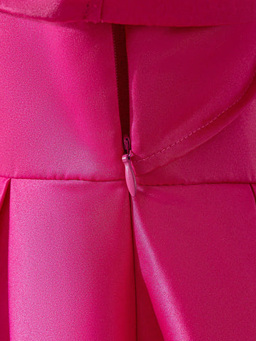 Young Girl Woven Solid Color Off Shoulder Slim-Fit Elegant Dress