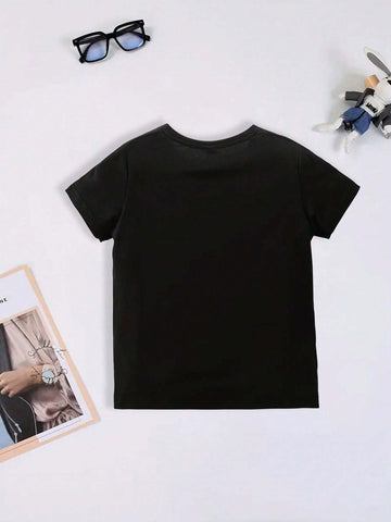 Young Girls 2pcs/Set Cute Printed Short Sleeve T-Shirt + Casual Shorts 'Back To School' Summer Outfits For Children