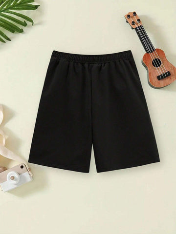 Young Girls 2pcs/Set Cute Printed Short Sleeve T-Shirt + Casual Shorts 'Back To School' Summer Outfits For Children