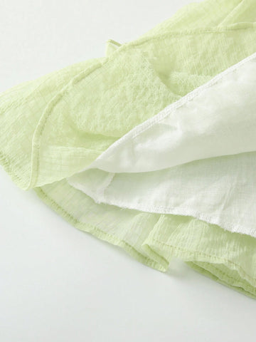 Young Girls' 3d Flower Decorated Dress With Ruffled Hem For Summer