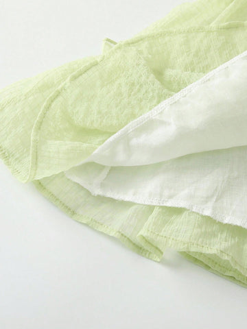 Young Girls' 3d Flower Decorated Dress With Ruffled Hem For Summer