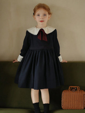Young Girls Academy Style Dress, New Arrival Spring Niche Quality Bowknot Princess Dress