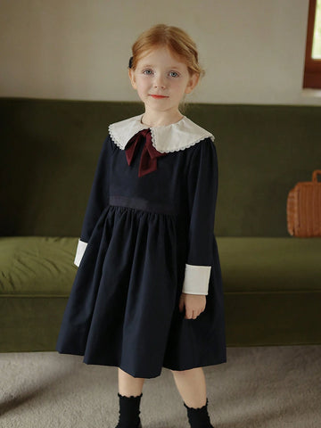 Young Girls Academy Style Dress, New Arrival Spring Niche Quality Bowknot Princess Dress