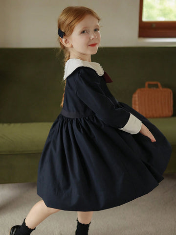 Young Girls Academy Style Dress, New Arrival Spring Niche Quality Bowknot Princess Dress