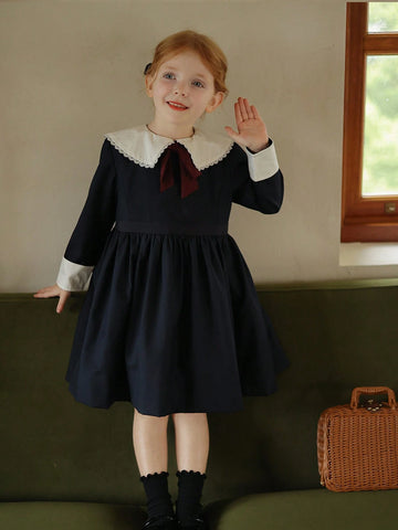Young Girls Academy Style Dress, New Arrival Spring Niche Quality Bowknot Princess Dress
