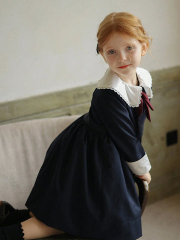 Young Girls Academy Style Dress, New Arrival Spring Niche Quality Bowknot Princess Dress