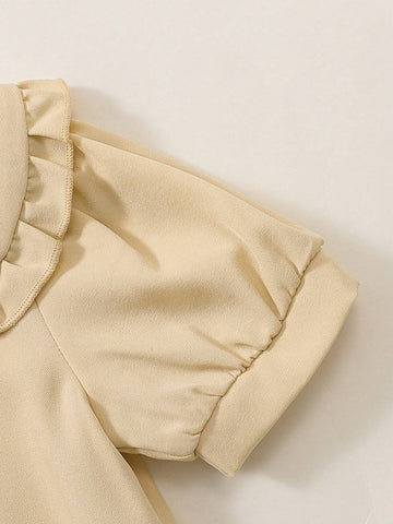 Young Girl's Academy Style Summer Dress With Pleated Hem And Chic Elements