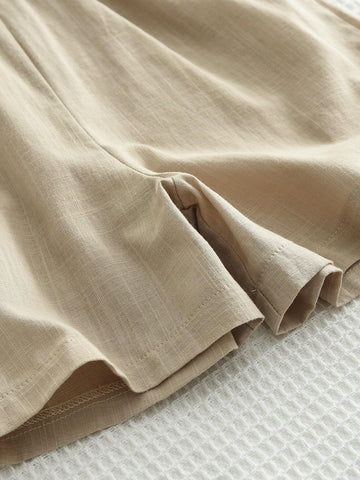 Young Girl's Adorable Cotton Sleeveless Romper Shorts With Ruffle Hem