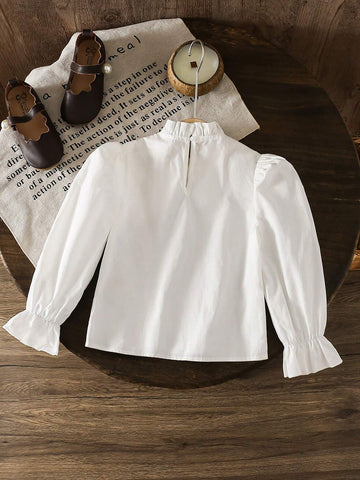 Young Girl's And Toddler Girl White Casual Detachable Bow Blouses Girls Autumn Clothes For Casual Everyday Wear