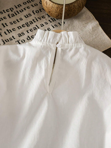Young Girl's And Toddler Girl White Casual Detachable Bow Blouses Girls Autumn Clothes For Casual Everyday Wear