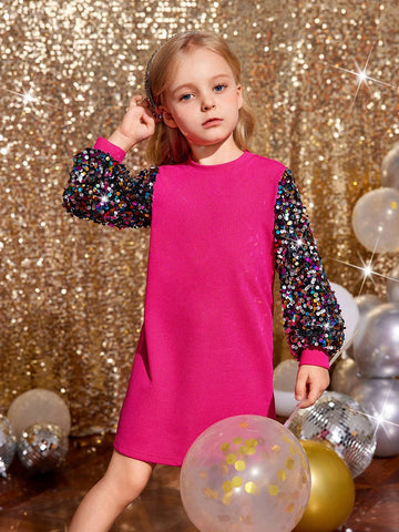 Young Girl's And Young Girl's Elegant Patchwork Beaded Party Dress, Suitable For Autumn