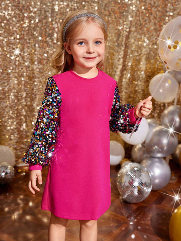 Young Girl's And Young Girl's Elegant Patchwork Beaded Party Dress, Suitable For Autumn