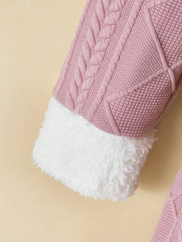 Young Girl's Patchwork Furry Texture Casual Dress, Suitable For Everyday Wear