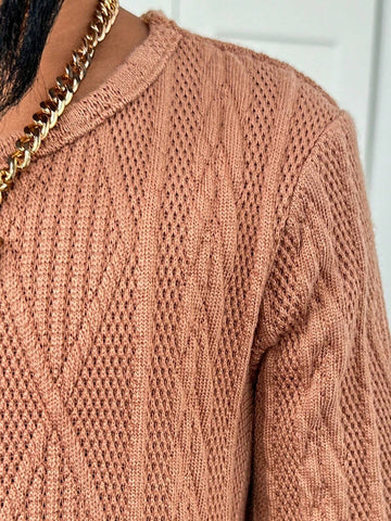 Young Girl's Textured Jacquard Knit Dress, Suitable For Casual Daily Wear, Suitable For Autumn/Winter