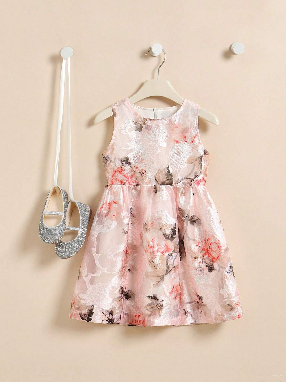 Young Girls" Back-To-School Season Sleeveless Ink Painting Printed Dress With Banded Waist, Mid-Length For Summer