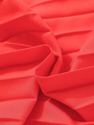 Young Girls Belted Spaghetti Strap Pleated Belt Dress