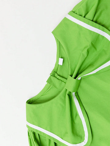 Young Girls' Bowknot Princess Dress Summer 2024 New Children's Summer Fashionable Pure Cotton Skirt