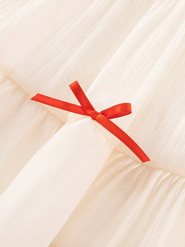 Young Girls Bowknot Spaghetti Strap Dress, Summer