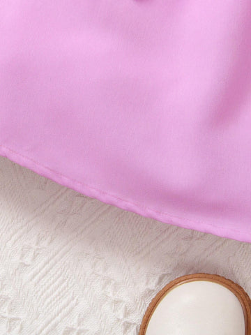 Young Girl's Butterfly Patch Button Front Puff Sleeve Dress