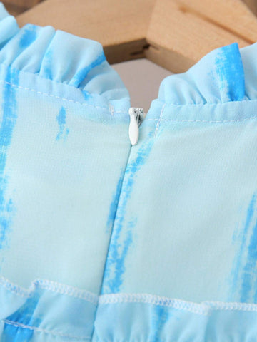 Young Girls' Cap Sleeve Lace Trim Casual Summer Dress