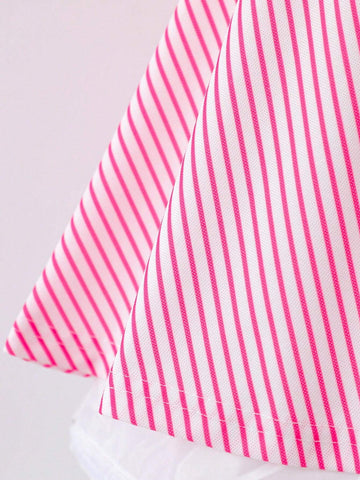 Young Girls' Casual/Commuting/College Striped Polo Collar Sleeveless Dress