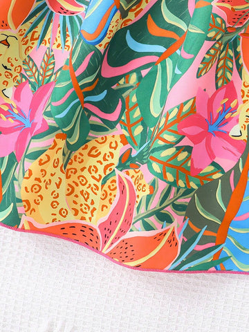 Young Girls' Casual And Comfortable Printed Spaghetti Strap Sun Dress For Summer Vacation